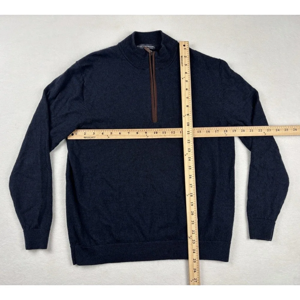 Hart Schaffner Marx Extra Fine Merino Wool 1/4 Zip Sweater Navy Large